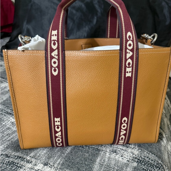 Coach Tan and Burgundy Leather Bag - Picture 5 of 5